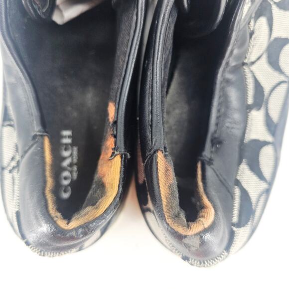 Y2K Coach Felix Black & Gray Logo Canvas & Leather Sneaker Shoe women's 8 B - Picture 9 of 10
